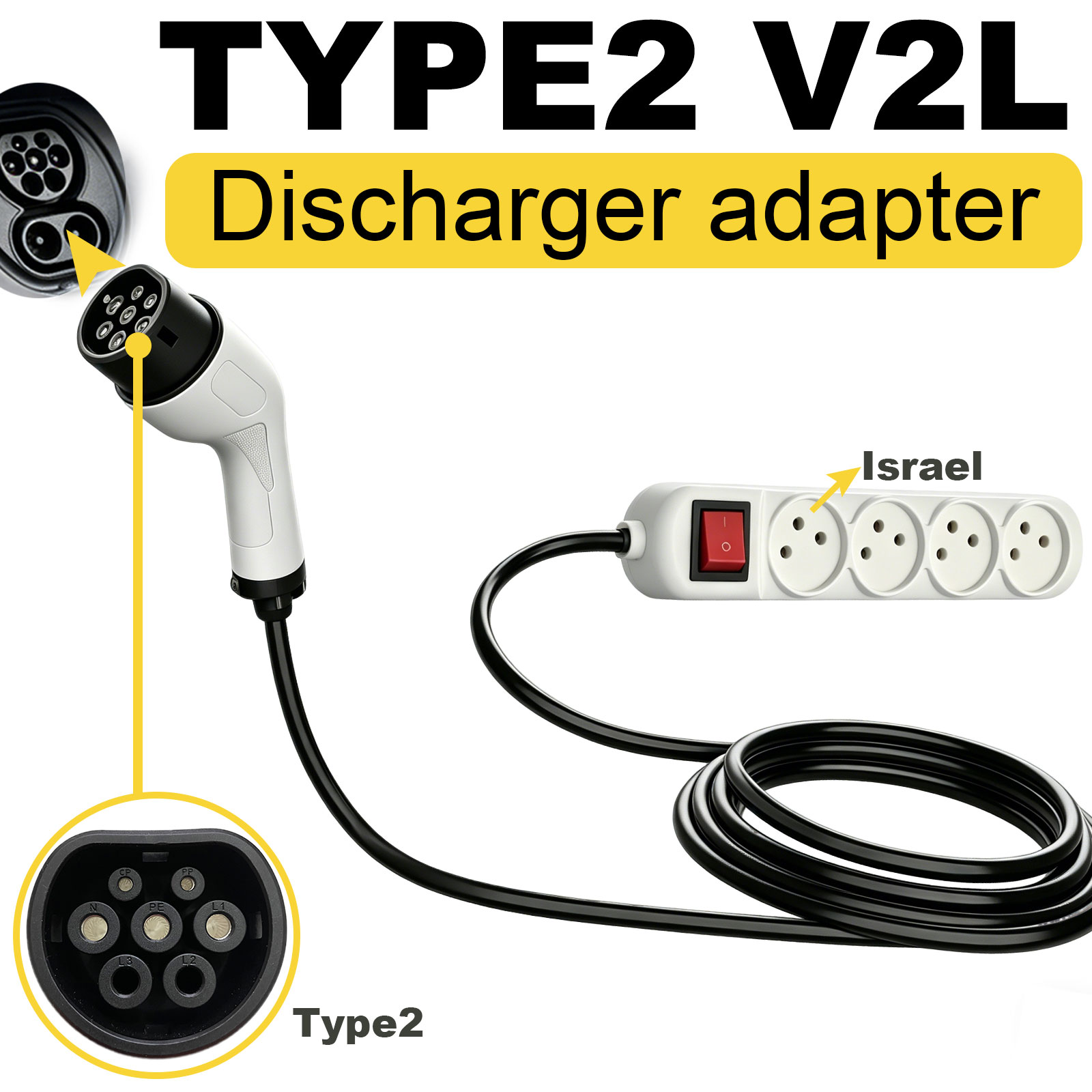 Outdoor Power Socket - Адаптер для разрядки Type2 V2L (израильская