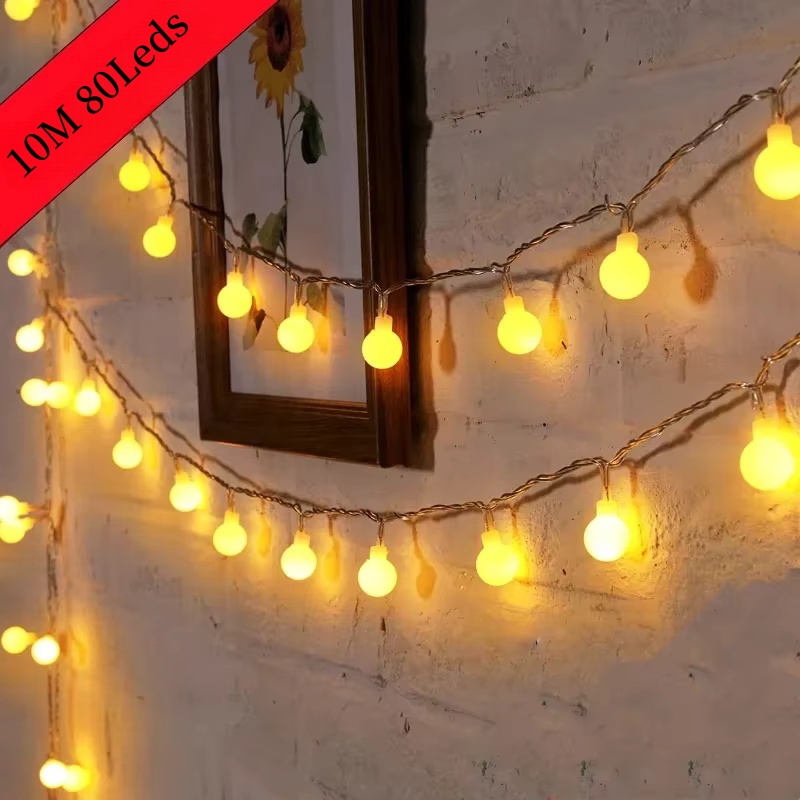 Outdoor Power For Wedding - Гирлянда-шарики на USB/батарейках, водонепроницаемая уличная лампа,