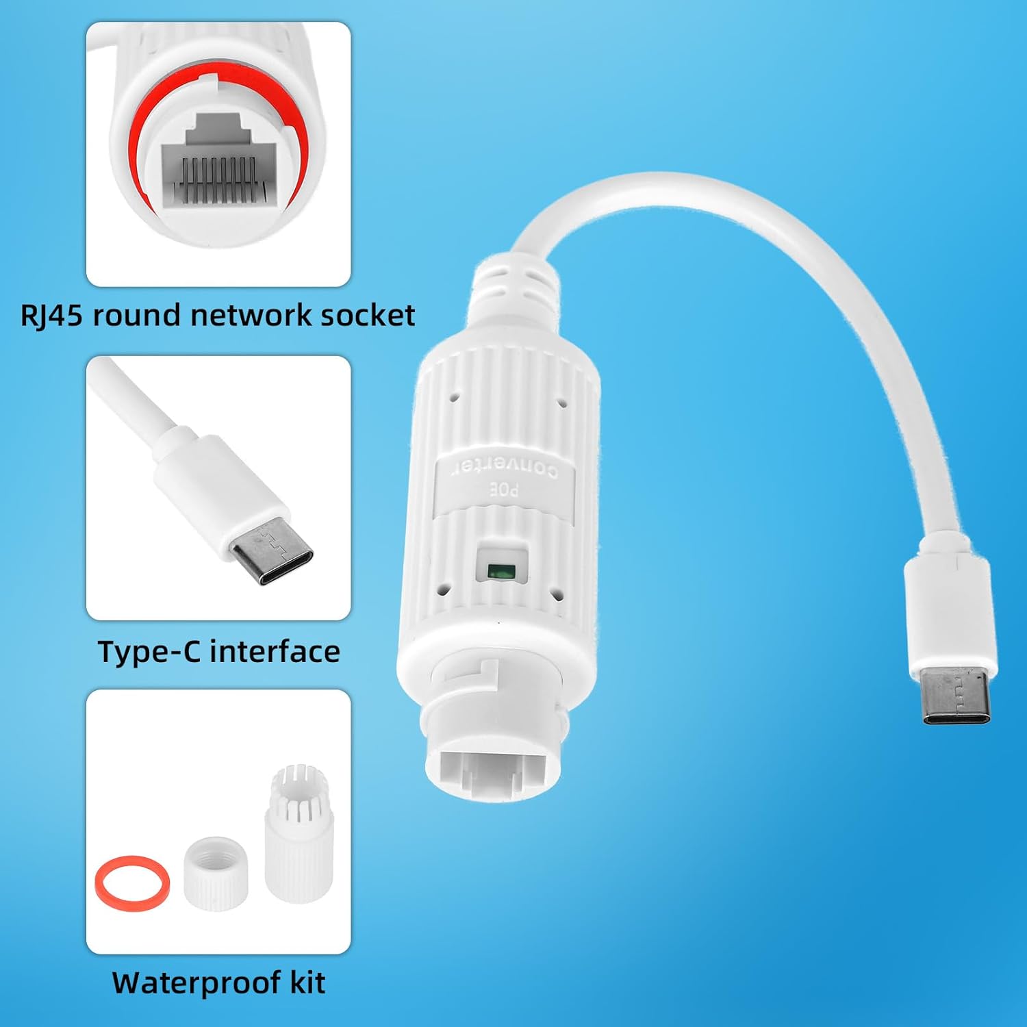 Outdoor Power Adapter Usb C - Преобразователь питания POE в USB-C, водонепроницаемый,