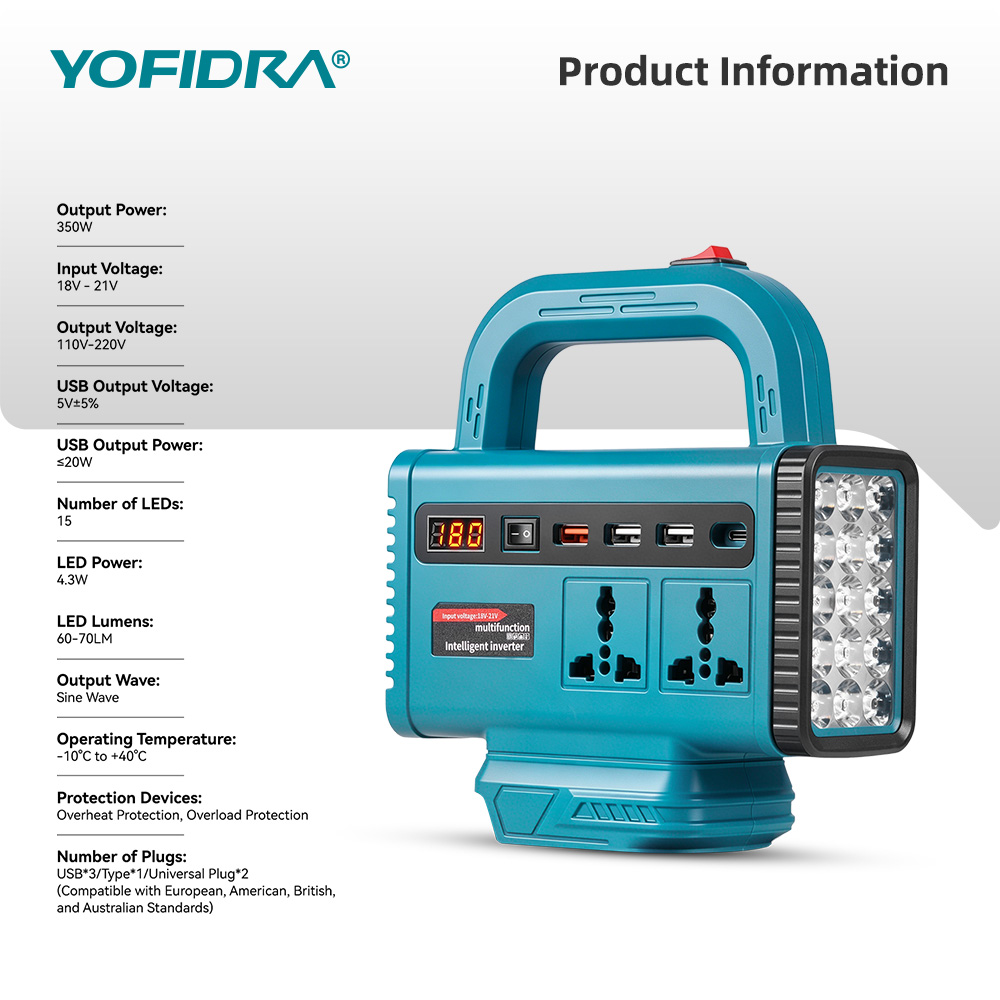 Портативный инвертор YOFIDRA 2 – обзор и цена Outdoor Power Adapter Usb C